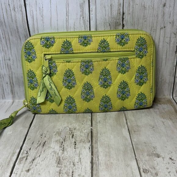 Vera Bradley Citrus Green Blue Elephant Paisley Wallet - Picture 2 of 6